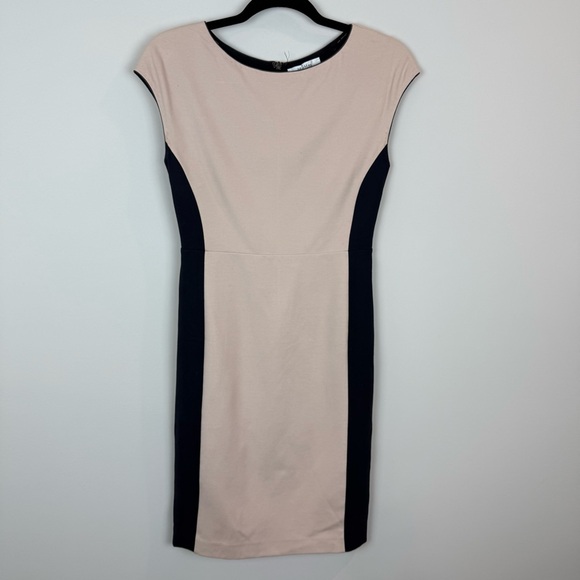 MaxMara Black Cream Colorblock Cap Sleeve Career Dress Sz 6